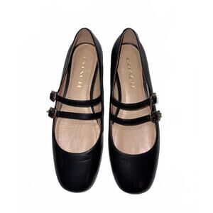 Coach Whitley Leather Black Mary Jane Flats Size 6B